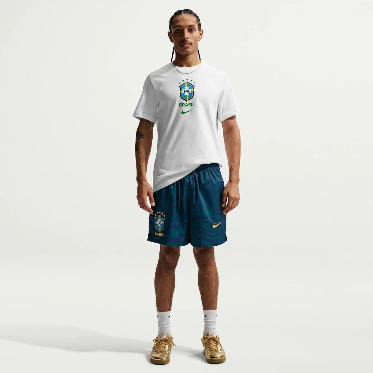 Camiseta Brasil Nike Crest Masculina - Branco